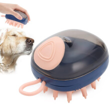 Dog Massage Bath BrushPet Grooming Bath Brush With Cleaning and Massage Functions, Soft Silicone Brush for Dogs and Cats (Blue)