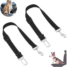 Dog Seat Belt, Belt for Dogs, Adjustable Safety Dog Car Harness. (Black, 2 Packs)