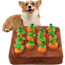 Dog ToysCarrot Snuffle Mat for Dogs Plush Puzzle Toys 2 in 1 Non-Slip Nosework Feed Games for Aggressive Chewers Pet Stress Relief with 12 Carrots
