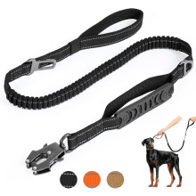 Heavy-duty dog leather 4-5FT adjustable elastic belt, suitable for large mediumand small dog weighing no more than 160 pounds with car safety belts