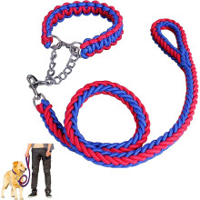 4FT heavy-duty medium-sized dog training belt with anti slip handle, small dog woven belt collar set, small medium-sized large dog walking training