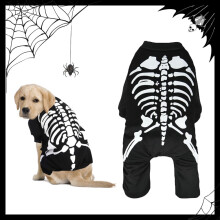 Halloween Pet Costume for Dogs Cats,Halloween Skeleton Dog Costumes Clothes Pet Jumpsuit Shirt Outfits Costume Skull Hoodie Pet Clothes Apparel(XL)