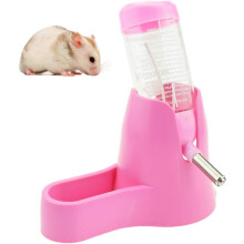3 In 1 Hamster Hanging Water Bottle Pet Auto Dispenser With Base For Dwarf Hamster Mouse Rat Hedgehog-Blue 80Ml
