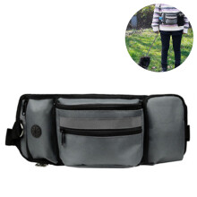 Training Dog Food Bag - Built-In Poop Bag Dispenser With Hidden Water Bottle Holder - Grey