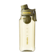 Minimalistischer Sport-Wasserbecher für männliche und weibliche Studenten, tragbarer Wasserkocher im Freien mit Teefach, Plastikbecher (grün)