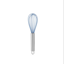 Manueller Mehrzweck-Eierschläger mit Edelstahlgriff und Silikon, Schneebesen für Kuchen, Sahne, Handmixer, Backwerkzeug (blau, 20,3 cm)