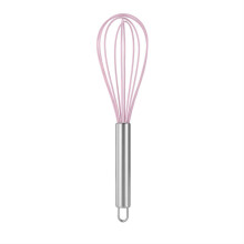 Manueller Mehrzweck-Eierschläger mit Edelstahlgriff und Silikon, Schneebesen für Kuchen, Sahne, Handmixer, Backwerkzeug (Pink, 10 Zoll)