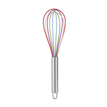 Manueller Mehrzweck-Eierschläger mit Edelstahlgriff und Silikon, Schneebesen für Kuchen und Sahne, Handmixer, Backwerkzeug (bunt, 25,4 cm)