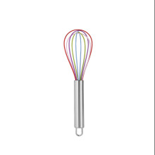 Manueller Mehrzweck-Eierschläger mit Edelstahlgriff und Silikon, Schneebesen für Kuchen und Sahne, Handmixer, Backwerkzeug (bunt, 20,3 cm)
