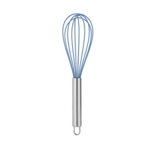 Manueller Mehrzweck-Eierschläger mit Edelstahlgriff und Silikon, Schneebesen für Kuchen, Sahne, Handmixer, Backwerkzeug (blau, 25,4 cm)