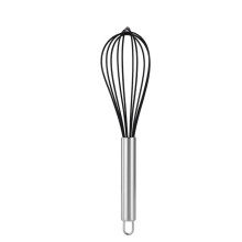 Manueller Mehrzweck-Eierschläger mit Edelstahlgriff und Silikon, Schneebesen für Kuchen, Sahne, Handmixer, Backwerkzeug (schwarz, 25,4 cm)