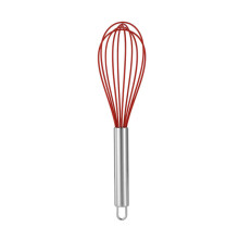 Manueller Mehrzweck-Eierschläger mit Edelstahlgriff und Silikon, Schneebesen für Kuchen, Sahne, Handmixer, Backwerkzeug (rot, 25,4 cm)