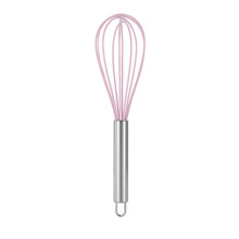 Manueller Mehrzweck-Eierschläger mit Edelstahlgriff und Silikon, Schneebesen für Kuchen, Sahne, Handmixer, Backwerkzeug (lila, 25,4 cm)
