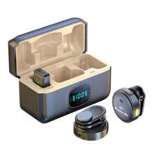 Q8 Kabelloses Lavaliermikrofon mit Digitalanzeige, kabelloses Mikrofon, magnetisches kleines rundes Mikrofon (Typ-C-Schnittstelle, Eins-zu-Eins)