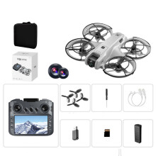 V666 Drone 4.5-Inch Screen Remote Control Brushless Obstacle Avoidance 8K High-Definition Aerial Photography (Grey, Dual Electric Version)