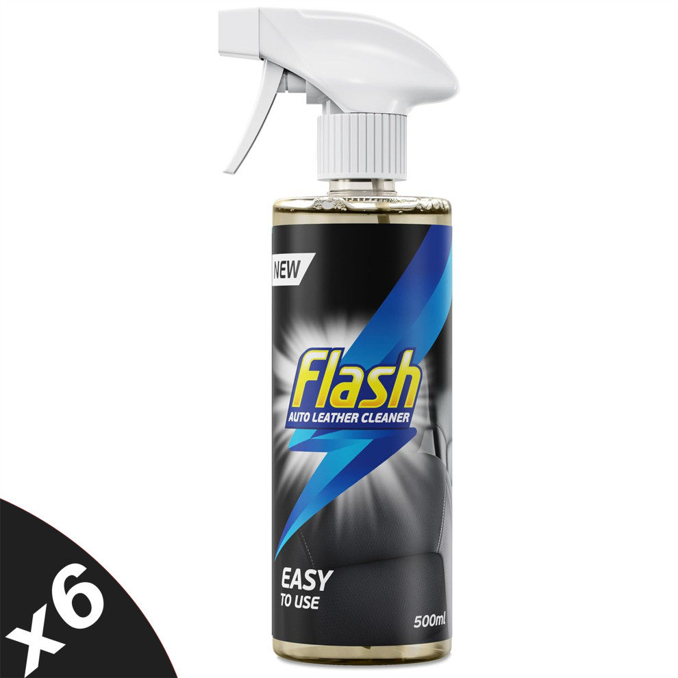 Flash Leather Cleaner Clean & Freshens Car Automotive Leather Upholstery 6x500ml - Image 2