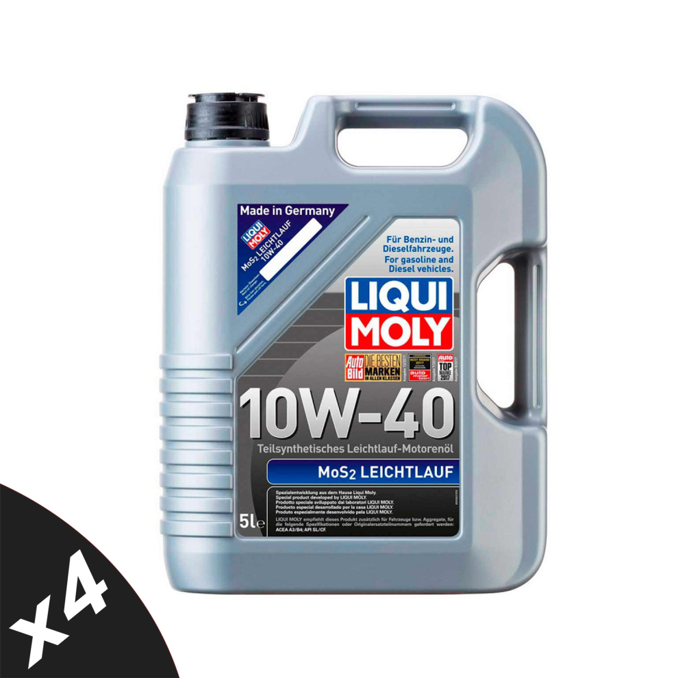 Liqui Moly 10W40 Semi-Synthetic Engine Oil Mos2 Leichtlauf Acea A3 B4 4X5l