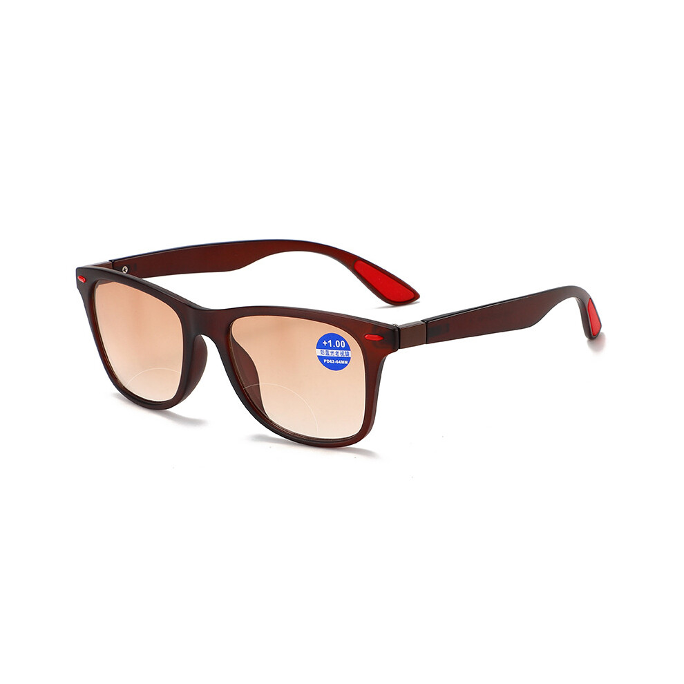 (+2.5, Brown) Bifocal Sunglasses Blue Light Blocking Reading Glasses Gradient Lens +1.0 ~ +4.0