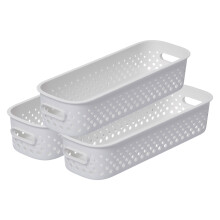 (White) SmartStore Essence Slim Organiser Storage Basket 1.3L,3pack