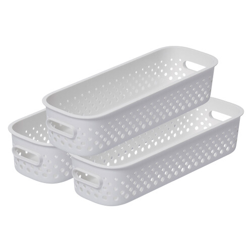 (White) SmartStore Essence Slim Organiser Storage Basket 1.3L,3pack