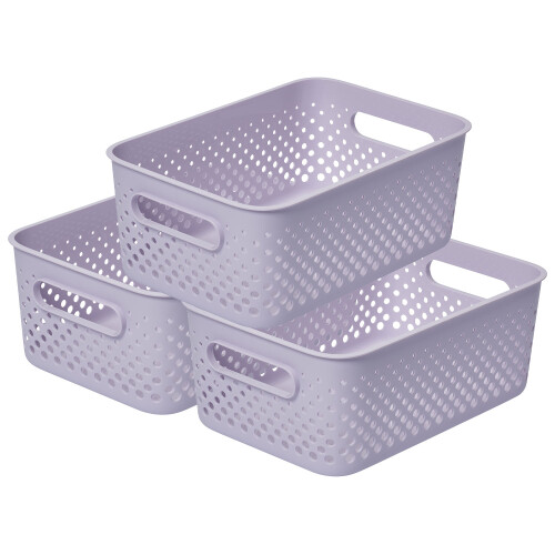 (Lavender) SmartStore Essence Medium Organiser Storage Basket 5.6L,3Pack