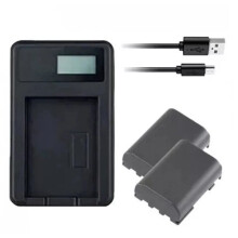 Charger & 2X Batteries Canon DC310 DC311 DC320 DC330 DC410 DC411 DC420 ZR100MC