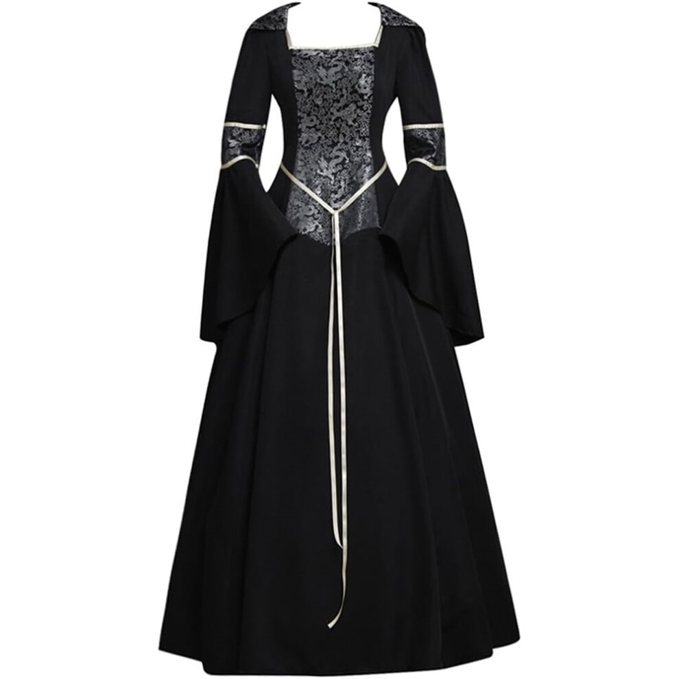 (X-Large) Women's Medieval Gothic Witch Vampire Dress Medieval Hooded Fancy Dress Costume