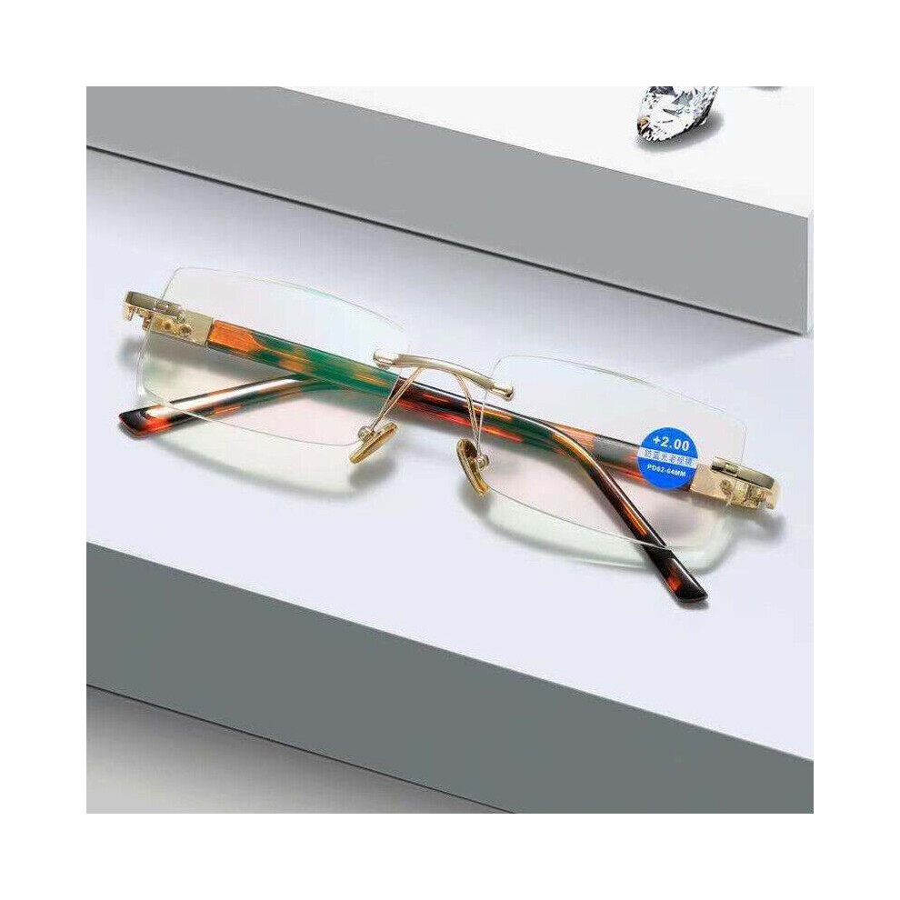 Blue/Light (+3.5) Rimless Reading Glasses Blocking Readers +1.0 +1.5 +2.0 +2.5 +3.0 +3.5