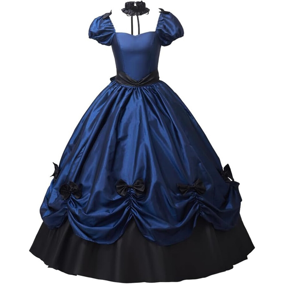 (, XX-Large) Women's Southern Belle Dress Civil War Southern Belle Ball Gown Gothic Victorian Rococo Dress Costume Blue