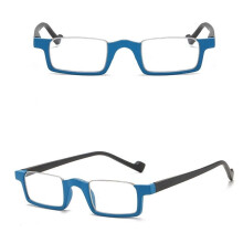 (+2.5, Blue) Half Rimless Reading Glasses Half Moon RectangleReaders Men Women Spring Hinges +1.0 1.5 2.0 2.5 3.0 3.5