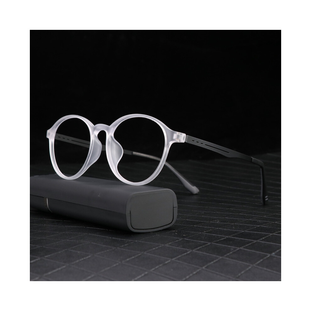 (0.0, Transparent) Round Photochromic Reading Glasses Sunglasses Presbyopic Glasses Readers TR +0.5 ~ +6.0
