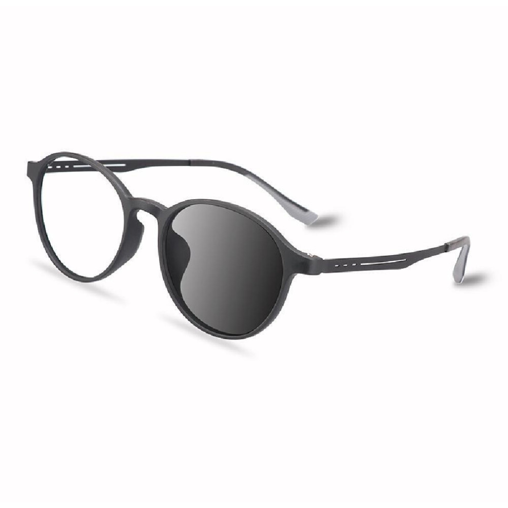 Black (+0.5, ) Round Photochromic Reading Glasses Sunglasses Presbyopic Glasses Readers Tr +0.5 ~ +6.0