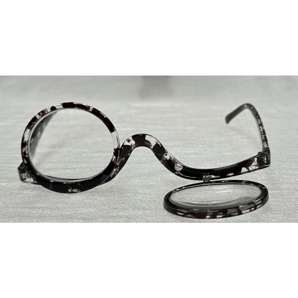 (Black, +1.0) Folding Women Makeup Magnifying Reading Flip Make-up Eye Glasses Care +1.0 ~ 4.0-image-OPC-PHDM6KP-NEW