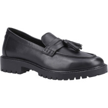 (Black, 6 (Adults')) Hush Puppies Abigail Senior Leather Girls's Black Loafers