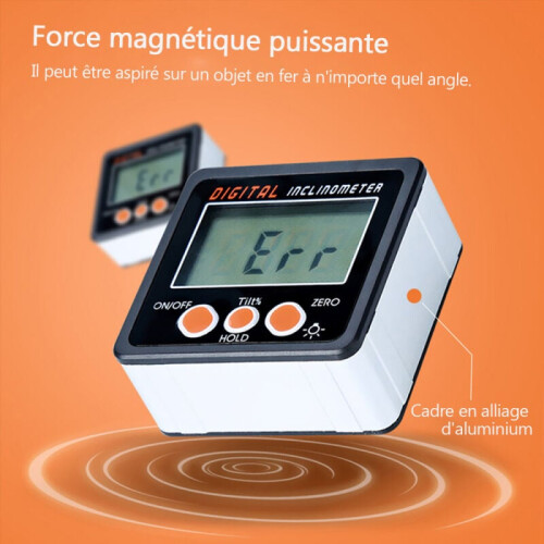 Inclinomètre Numérique, 0-360, Base Magnétique 1