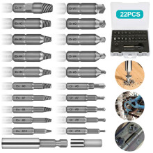 22 stuks beschadigde schroefextractors, schroefextractors met aparte polijst- en extractiebits voor beschadigde bouten of schroeven, 2-12 mm, met
