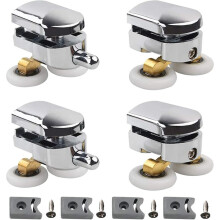 Roulettes Dubbel - Porte de Douche Coulissante, À 2 Routes 23mm Diamètre en Alliage de Zinc Salle de Bain met blok anti-botsing en fixaties Lot 4