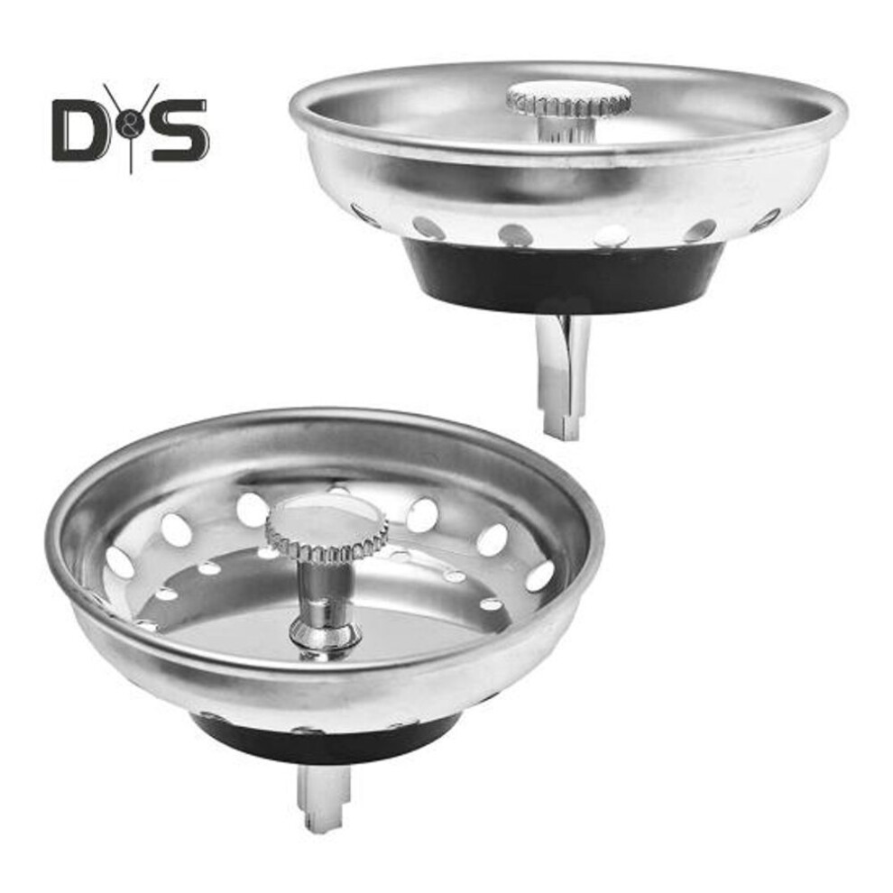 2 Pcs Sink Covers Stainless Steel Filter Anti-clog With Center Knob Rubber Stopper Bottom Kitchen Dual Use Sink Drain Strainer Sink Drain Stoppers