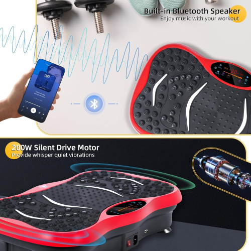 EVOLAND Vibration Plate with Bluetooth & Resistance Bands 2