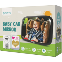 Onco Baby Car Mirror - Shatterproof, 360° View, Rear Seat Safety