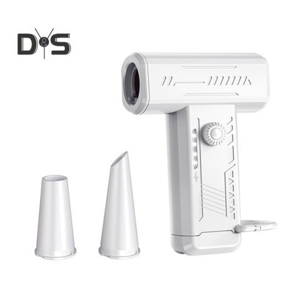 (white) Handheld Air Blower With Led Light 130000rpm High-speed Brushless Motor Turbine Fan Adjustable Quiet Rechargeable Compressed Air Duster