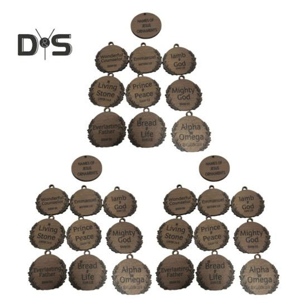 (as the picture, 3 Sets) Names Of Jesus Decorations Wooden Jesus Themed Hanging Ornaments Rustic Religious Decorations Christian Gifts For Women Men Festive Decor