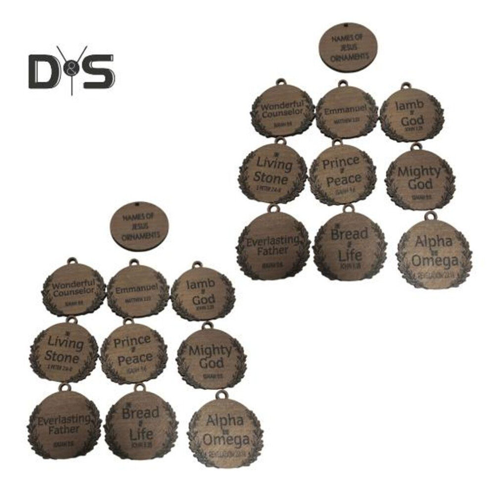 (as the picture, 2 Sets) Names Of Jesus Decorations Wooden Jesus Themed Hanging Ornaments Rustic Religious Decorations Christian Gifts For Women Men Festive Decor