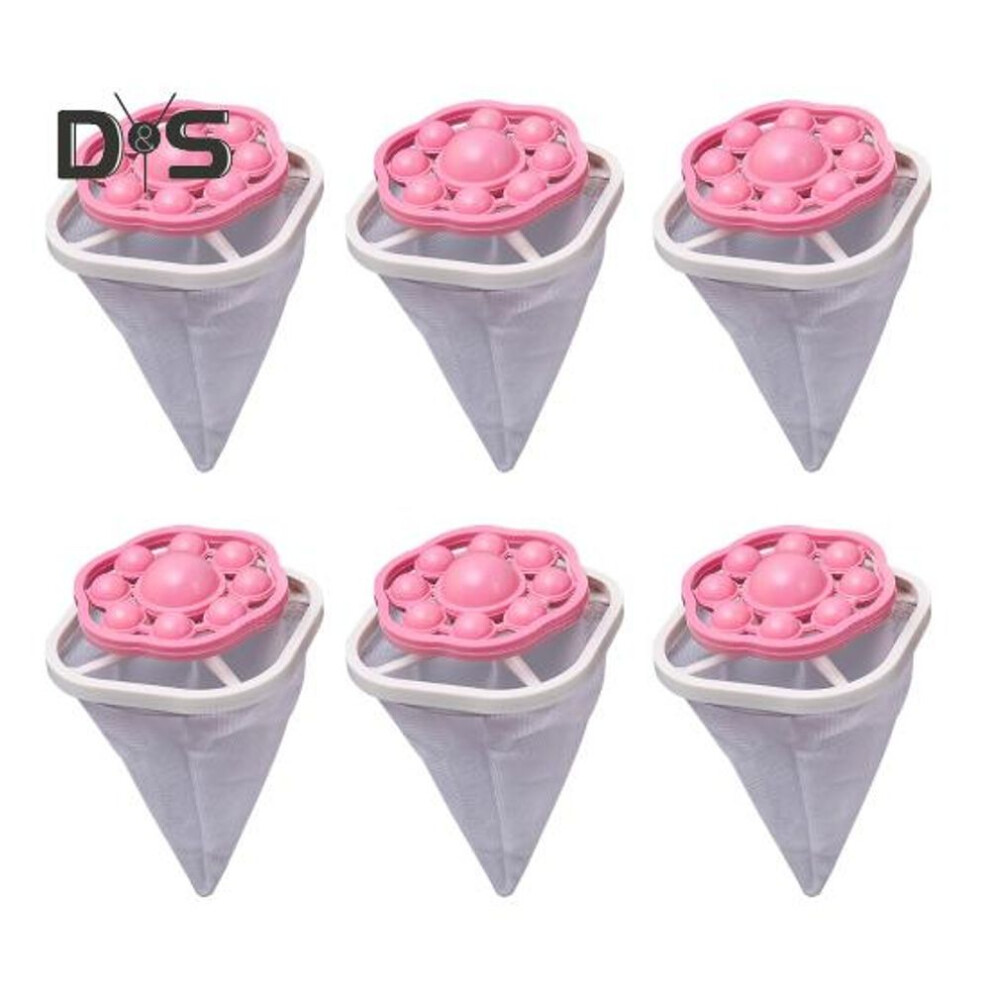 (pink, 6pcs) 6pcs Floating Hair Filter Washing Machine Reusable Lint Trap Hair Catcher Hair Remover Laundry Tool For Washing Machine