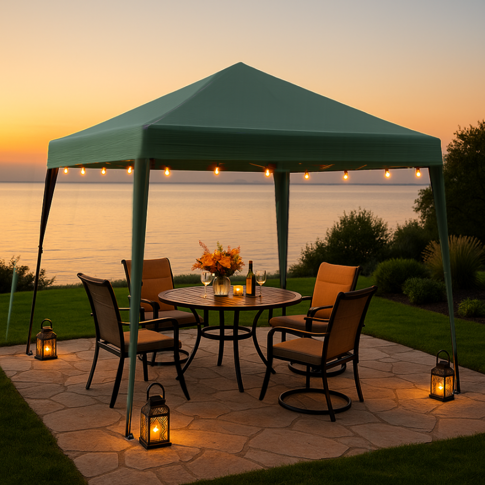 Pop Up Gazebo 3m x 3m Outdoor Garden Marquee Tent Easy Up Green With Carry Bag