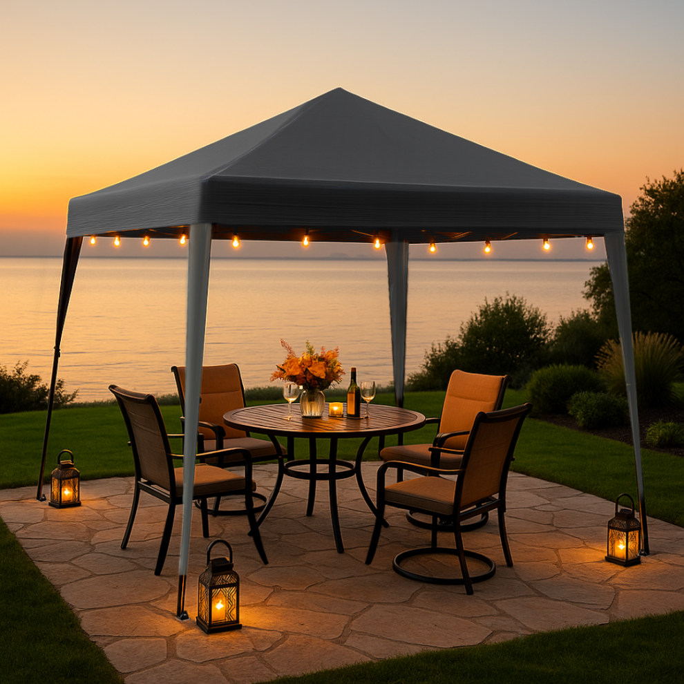 Pop Up Gazebo 3m x 3m Outdoor Garden Marquee Tent Easy Up Grey With Carry Bag