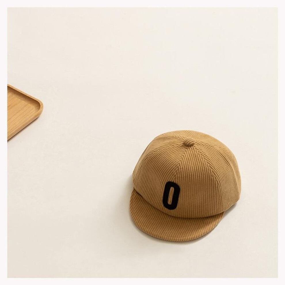 (khaki) Corduroy Baby Letter Caps Soft-brim Adjustable Infant Sunscreen Baseball Caps For Boy Girl Outdoor Kids Sun Hats