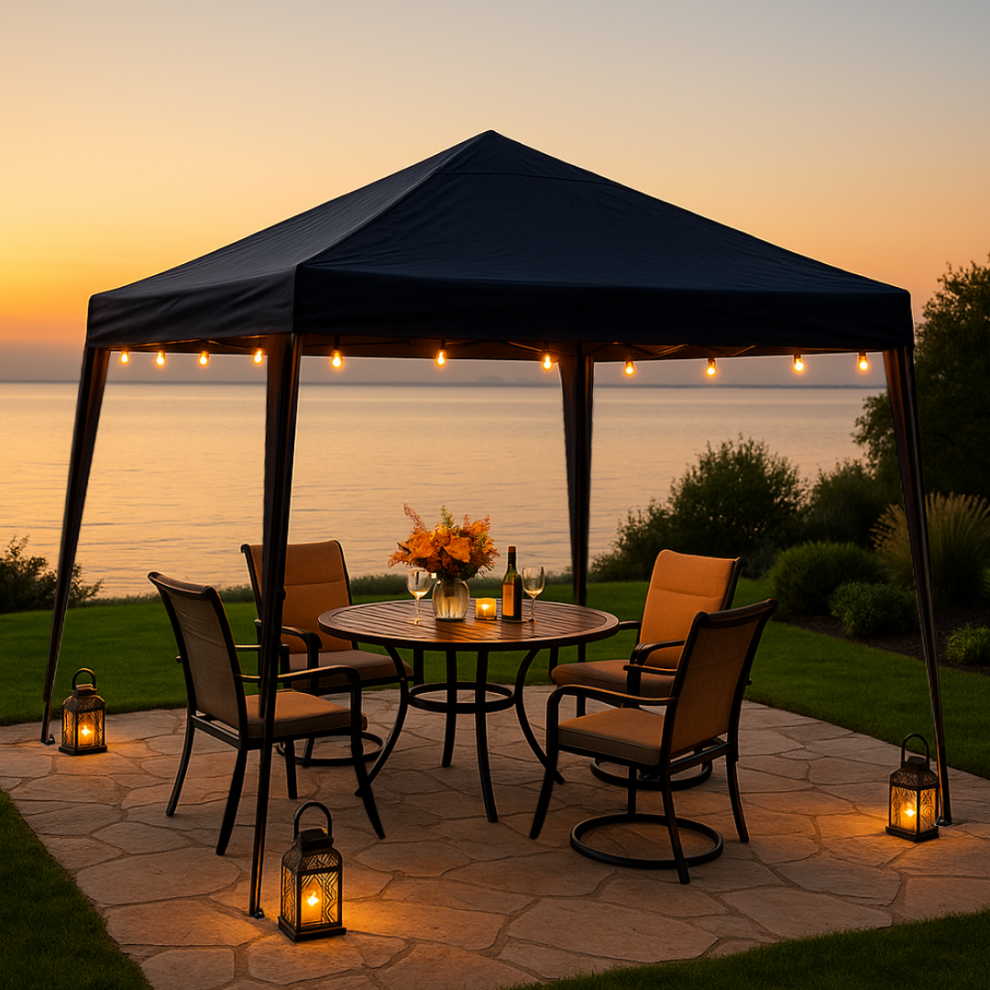 Pop Up Gazebo 3m x 3m Outdoor Garden Marquee Tent Easy Up Black With Carry Bag