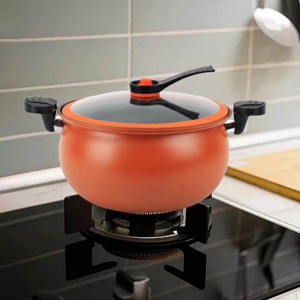 (orange) Chinese Pressure Cooker Cookware Saucepan With Lid Home Use Double Handle Cooking Pot Stew For