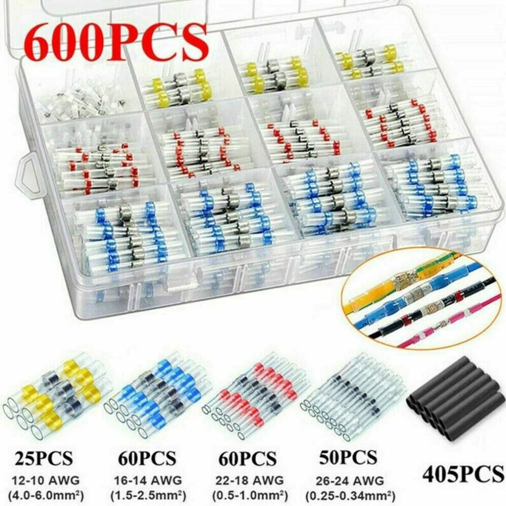 (600pcs) Solder Seal Sleeve Heat Shrink Connectors For Durable Connections Waterproof
